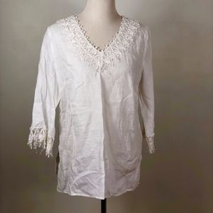 Tweeds White 100% Linen Shirt - XL